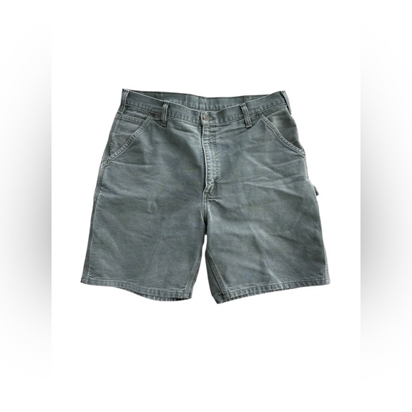VTG Carhartt B25 Moss Green Carpenter Shorts 34W - Picture 5 of 11